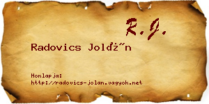Radovics Jolán névjegykártya